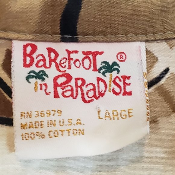 Vintage Hawaiian Camp Shirt Size Large Barefoot In Paradise Brown Pineapple - Picture 3 of 5